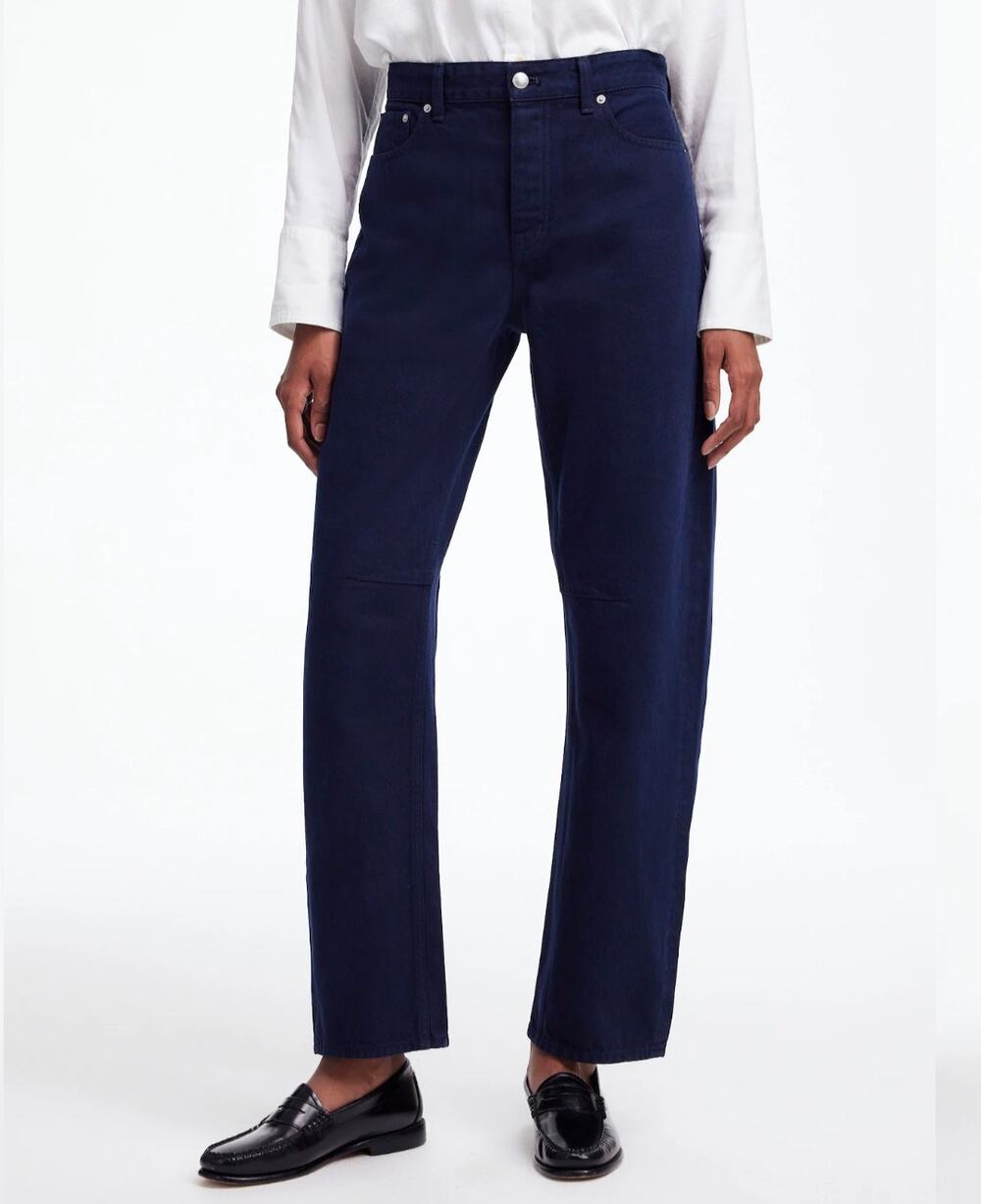 Madewell Darted Barrel Leg Jeans Juniper Berry Navy Dyed NWT Size 25 NV054
